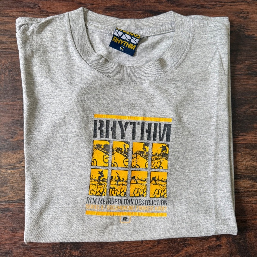 Vintage Rhythm Skateboards Forrest Kirby skate tee‎ Large late 90s early y2k